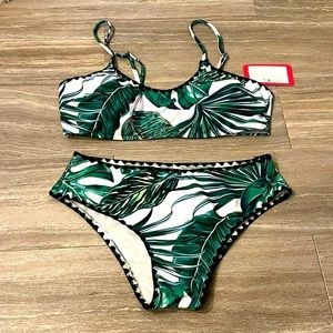 Palm Leaf Print 2 Piece Bikini Set